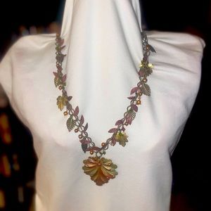 Artisan fall leaf necklace